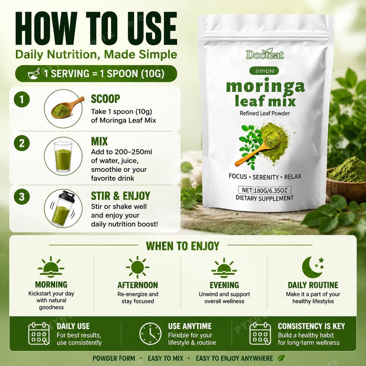 Docteat Moringa-Blattmischpulv – Moringa Leaf Powder Bewertung und Preis